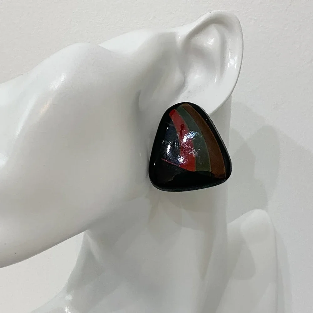 VTG Chunky Black Geometric Earrings